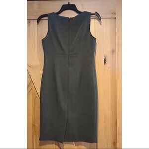 Kasper Gray Sheath Dress V-Neck Sleeveless